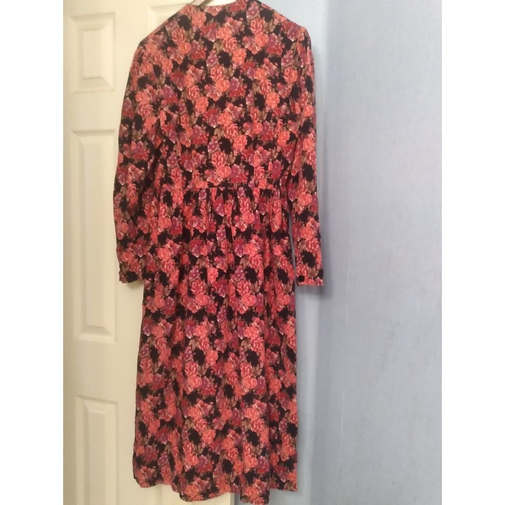 Floral Midi Dress Long Sleeve Vintage Cottagecore Style Size M